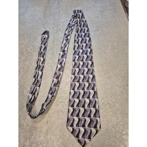 Pierre Cardin Purple Wave Silk Tie Mens Necktie USA Made Geometric‎